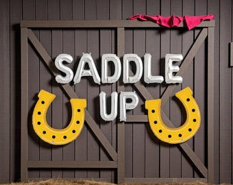 Saddle Up Balloon Banner: Wild Horse Rodeo Birthday Party Decor