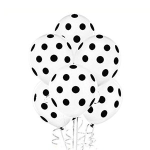 White and Black Polka Dot Latex Helium Balloons | White Polka Dot Balloon | Black Polka Dots Balloon | Polka Dots Balloon Bouquet