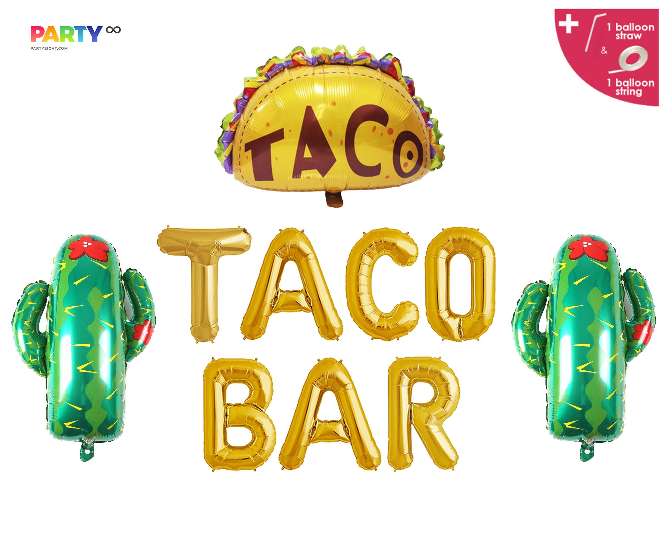 Taco Bar Balloon Banner Fiesta Balloons Decor Taco Party Decorations Fiesta Party Decorations