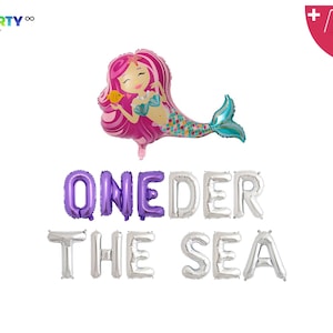 Oneder The Sea 1st Birthday Balloon |  Mermaid Party Balloon | Mermaid 1st Birthday Decorations | First Birthday Party Decor