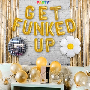 Get Funked Up Balloon Banner | Hippie Bachelorette Party Decor | Musical Disco Bachelorette Party Decorations | 70s 80s bachelorette