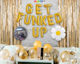 Get Funked Up Balloon Banner | Hippie Bachelorette Party Decor | Musical Disco Bachelorette Party Decorations | 70s 80s bachelorette