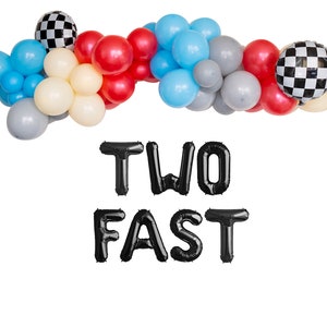 Two Fast 2nd Racing Vintage Retro Car theme Birthday Party Banner Balloon Garland | 2nd Two Fast Birthday Party | Race Car Party Decorations