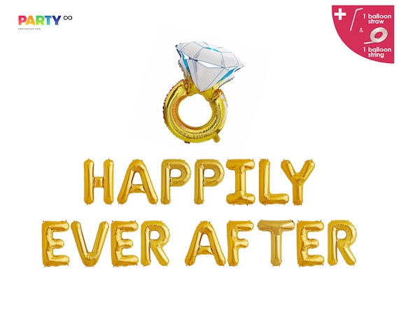 Happily Ever After Balloon Banner | Wedding Table Prop Engagement ...