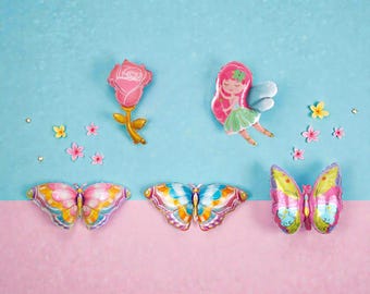Fairy Princess Birthday Balloons: Pink Floral Butterfly Pastel Garden Bachelorette Party Decor