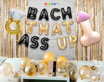 Bach That Ass Up Balloon Kit:  Bachelorette Party Decor Funny Adult Party Sign