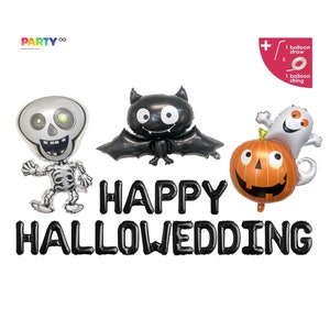 Happy Hallowedding Balloon Banner Halloween Themed Wedding Halloween Wedding Decorations Balloons Halloween Wedding Decor Black