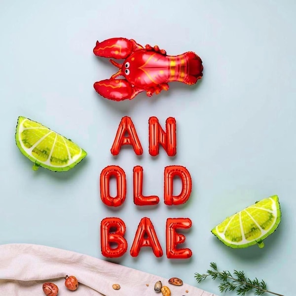 An Old Bae Balloon Banner: NOLA Lobster Seafood Boil New England Coastal Bachelorette Party Decor