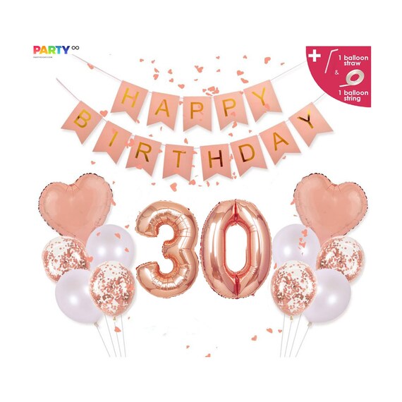30th birthday decorations rose gold | 30th Birthday Party Decorations | Rose Gold 30th Balloon Set | 30th Birthday Party Banner Il_570xn