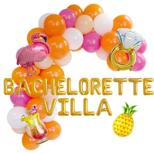 EVJF, villa, décoration de fête nuptiale, douche nuptiale, soirée à thème, plage, EVJF, ballon, ananas, flamant rose