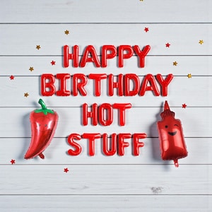 Hot Stuff Birthday Banner: Chili Pepper Fiesta Balloons