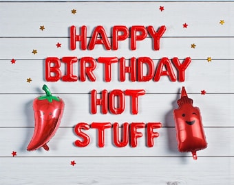 Pancarta de cumpleaños picante: Globos de fiesta de chiles