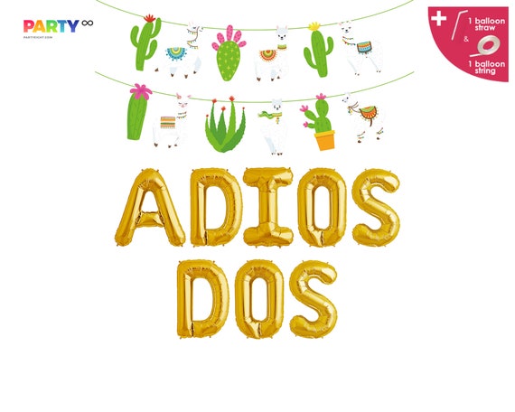 Adios Dos Balloon Banner | 3rd Birthday Decoration Balloons | Mexico 3rd Birthday Young Wild Balloons | Third Birthday Banner Il_570xn
