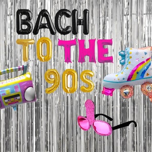Bach To The 90S Bachelorette Decorations Kit | 90s themed bachelorette party decorations | Roller Skate Balloon Boombox 90s Bach 90s Themed