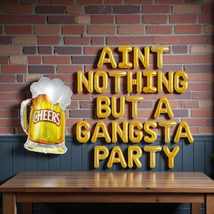 Aint Nothing But a Gangsta Party Balloon Banner: 90s Hip Hop Disco Birthday Decorations