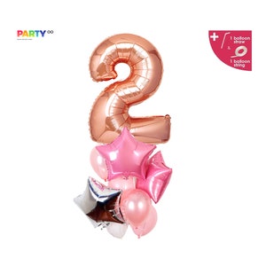2nd Birthday Balloon Bouquet | Rose gold 2nd Birthday Girl Party Girl Decorations | Second Birthday Balloon Bouquet
