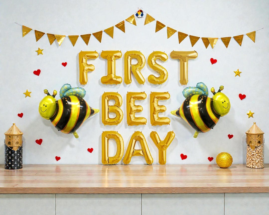 First Bee Day Balloons: Bumble Bee Themed 1st Birthday Party Decor - Etsy