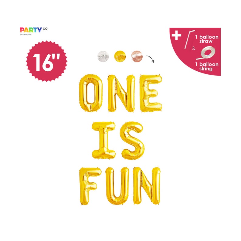 One is Fun Balloon First Birthday Balloons 1st Birthday Balloon Decoration Set 1st Birthday Party Decor 1st Birthday Party Banner Gold