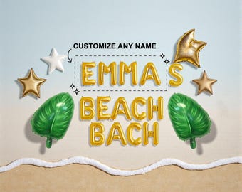 Banner de globos personalizado para despedida de soltera en la playa con globos de hojas: Decoración para fiesta playera