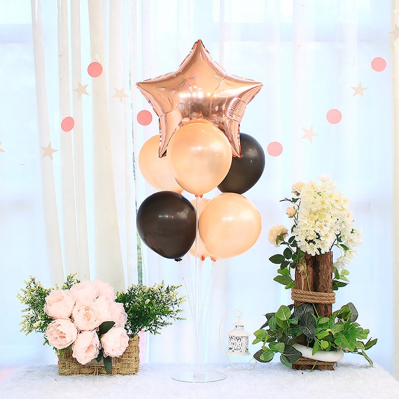 Black And Rose Gold Star Balloon Bouquet Party Decoration Etsy