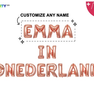 Personalized Name Onederland Party Decorations Balloon Banner | Alice in Wonderland Decor 1st Birthday Onederland Sign