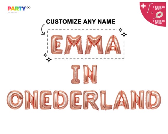 Personalized Name Onederland Party Decorations Balloon Banner | Alice in Wonderland Decor 1st Birthday Onederland Sign Il_570xn