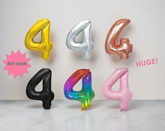 Giant 40" Number 4 Balloon: Birthday Party Decor