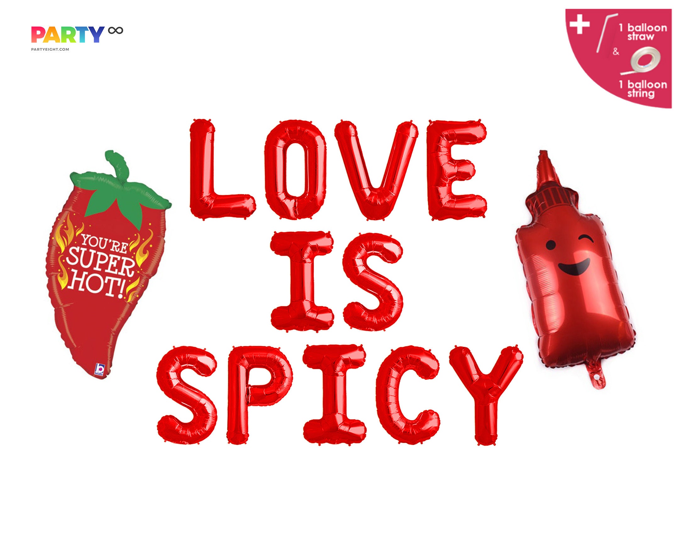 Love is Spicy Balloons Chili Source Pepper Bar Banner Fiesta Party Taco Bridal Shower Decorations Taco Bout Love