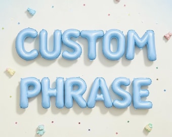 Custom Balloon Letters Banner: Personalized Balloon Phrase Baby Blue Letter Balloons Party Decorations