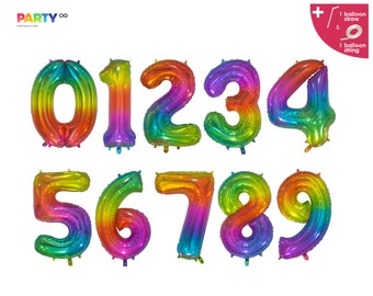 Giant 42 inch Rainbow Jelly Numbers Balloon| Birthday Giant colorful  Balloon Jumbo Balloon Numbers 21st 22nd 25th 26th 30th Balloon Numbers