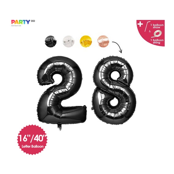 28 Party Balloons for 28th Birthday or Anniversary | Number 28 Balloon Decorations 40 Inches / 16 Inches | 28th Birthday Party Decor Il_570xn