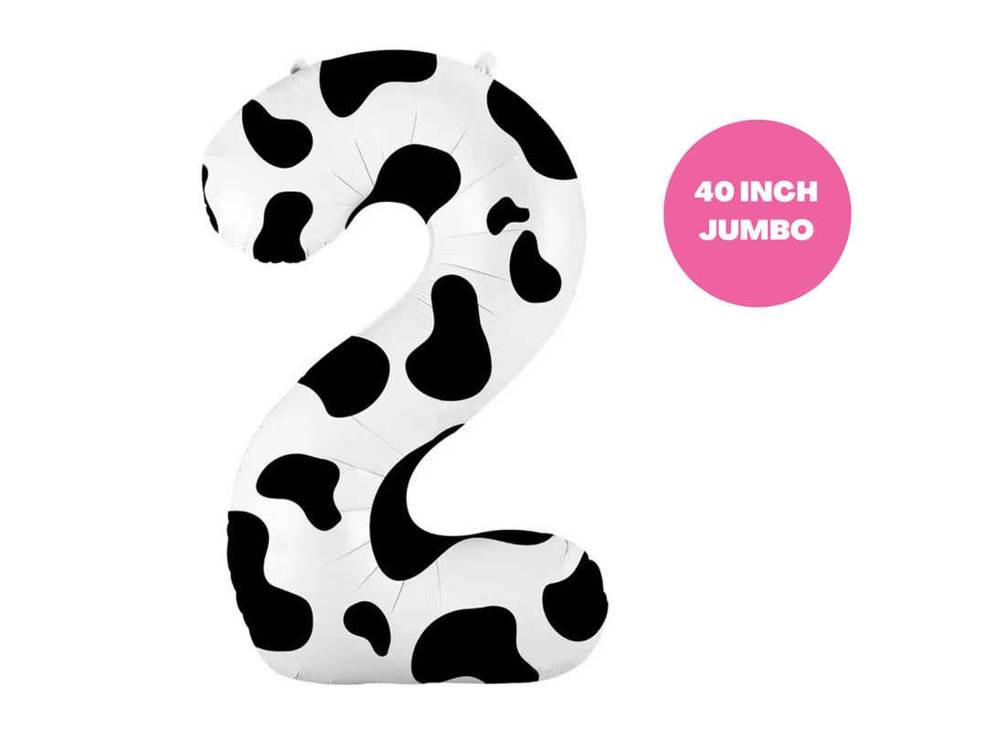 Cow print number 2 balloon moo moo im two birthday holy cow im two