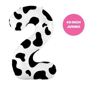 Cow Print Number 2 Balloon Moo Moo Im Two Birthday Holy Cow Im Two Banner 2nd Birthday Balloon Decoration | Farm/Barnyard 2nd Birthday