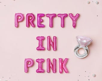 Pretty In Pink Balloon Kit: 80s Birthday Bachelorette Bridal Shower Decorations With Ring Balloon
