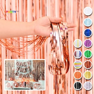 Streamer Fringe Curtain Backdrop | Bridal Shower Baby Shower | Bachelorette Party Decoration | Rose Gold Rainbow July 4th Fringe Photo Booth