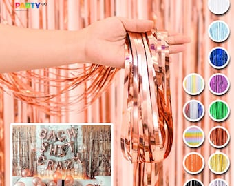 Streamer Fringe Curtain Backdrop | Bridal Shower Baby Shower | Bachelorette Party Decoration | Rose Gold Rainbow July 4th Fringe Photo Booth