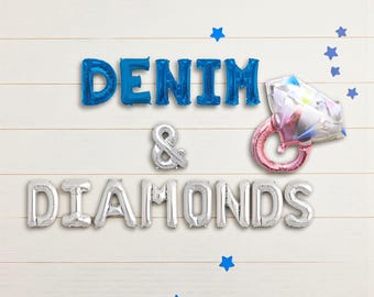 Denim and Diamonds Balloon Banner: Bachelorette Party Decor