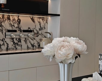 Roman Holiday Sculptural Vase: Modern Minimalist Pearl White Decorative Vase Elegant Home Accent Decor