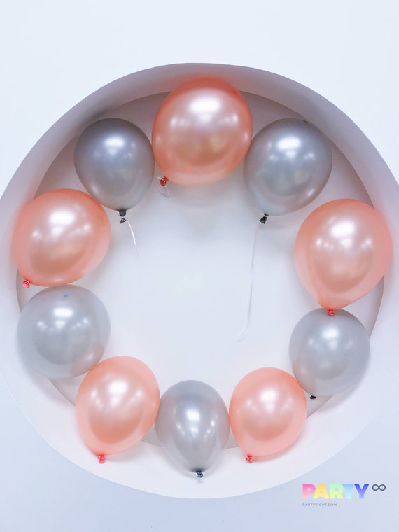 Rose Gold and Silver Balloon Bouquet 12’’ | Rose Gold Balloon Garland | Rose Gold Birthday Party Decoration Balloons Il_570xn