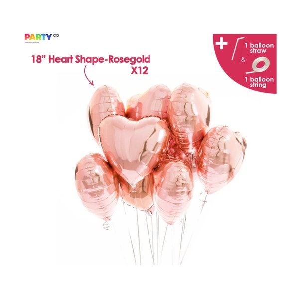 Valentine's Day Party Decor | Heart Balloon Bouquet | Rose Gold Heart Balloons Decoration