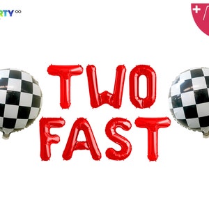 Two Fast 2nd Racing Car themed F1 theme Birthday Party Decoration Balloon Banner 2nd Two Fast Birthday Party Race Car Party Decor image 2
