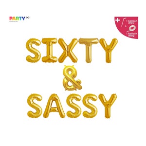 60th Birthday Party Balloons Décor | Sixty & Sassy Balloon Banner | 60th Birthday Party Balloon Décor Banner/Sign