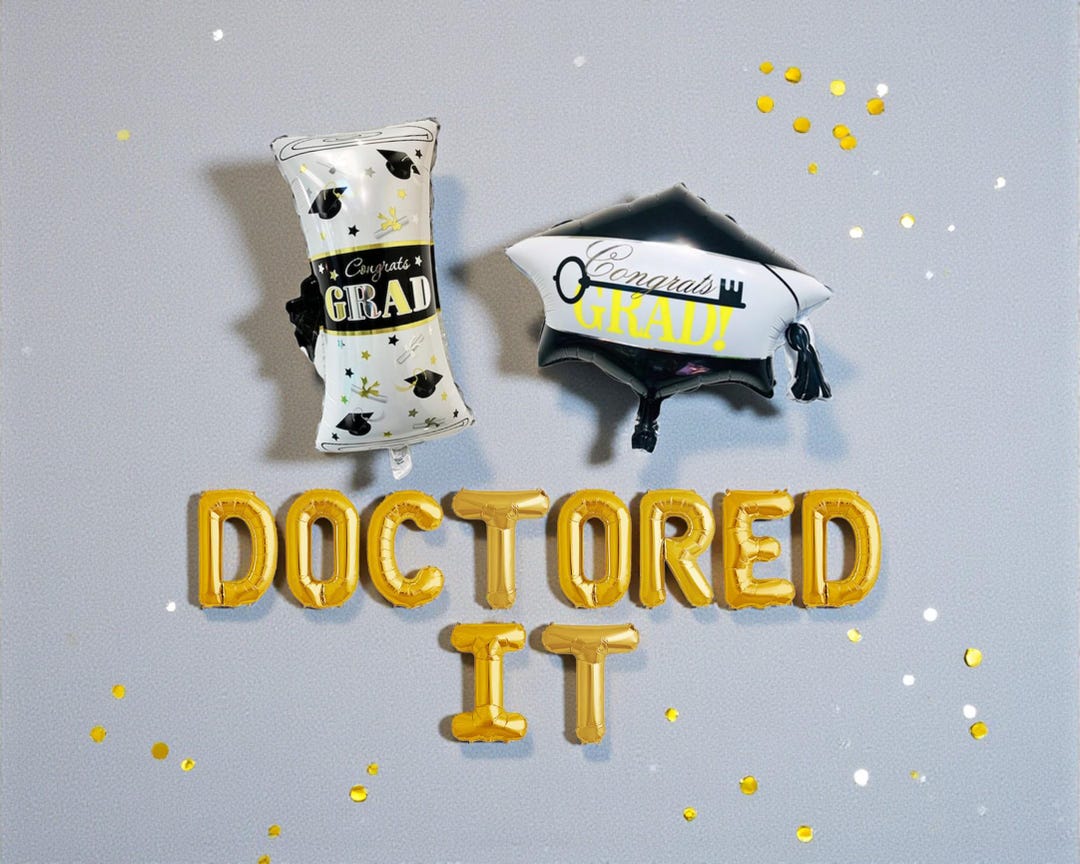 Doctored It Graduation Banner With Hat and Diploma: Phd Doctorate Party ...