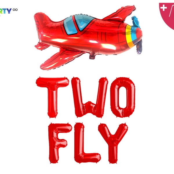 Two Fly Balloon Banner | Airplane Themed Birthday decor for two  | 2nd Two Time Flies Birthday Decorations