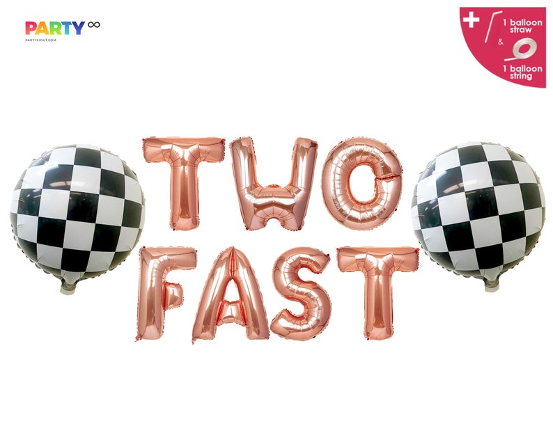 Two Fast 2nd Racing Car themed F1 theme Birthday Party Decoration Balloon Banner 2nd Two Fast Birthday Party Race Car Party Decor image 5