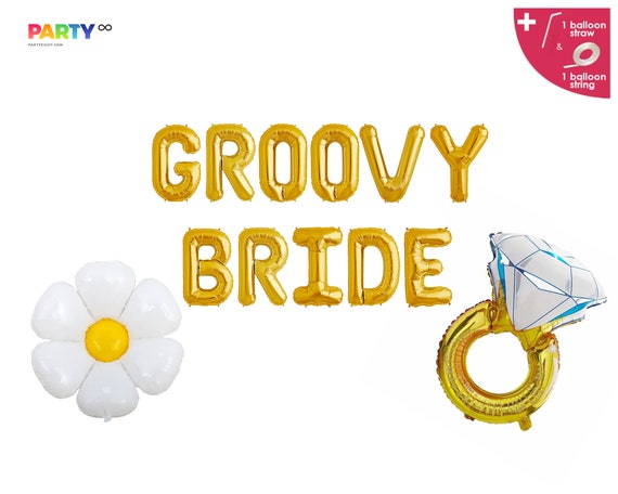 Groovy Bride Banner Balloons | Hippie Bachelorette Party | 60s 70s Bachelorette Groovy Boozed | Last Disco Engagement Il_570xn