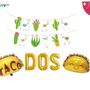 DOS 2nd Birthday Party Balloons Banner | 2nd Birthday Taco Fiesta Mexican Celebration Decor Sign | Taco Twosday Birthday Decorations