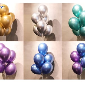 Chrome Balloon Bouquet | Metallic Latex Balloons | Chrome Metallic Blue Silver Purple and Gold Chrome Balloon Bouquet | Graduation Balloon
