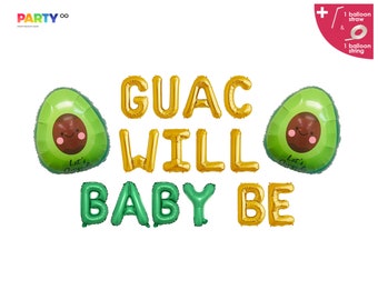 Baby Avocado Gender Reveal Balloon Banner Decorations Holy Guacamole Baby Shower | Taco about a baby shower Guac Will Baby be