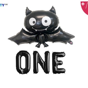 ONE with Bat Balloon|  1st Birthday | Halloween Themed 1st Birthday Banner Decor | Little Bat Birthday | Our Little Boo is Turning One